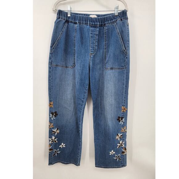 Driftwood Jeans Ruby Pull-On Relaxed Jean Size XL Embroidered Floral - Picture 8 of 16